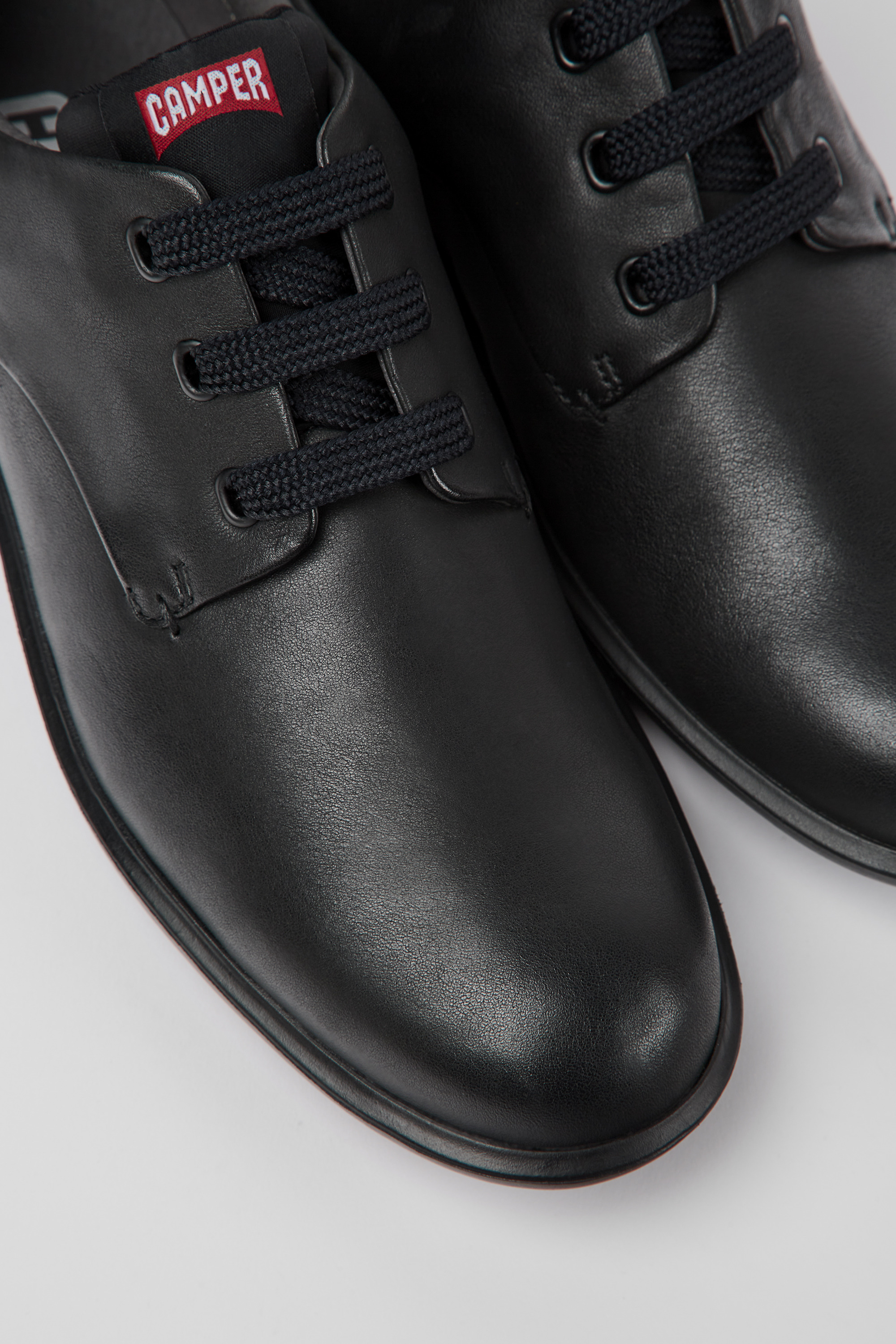 Atom Work - Black leather blucher shoes