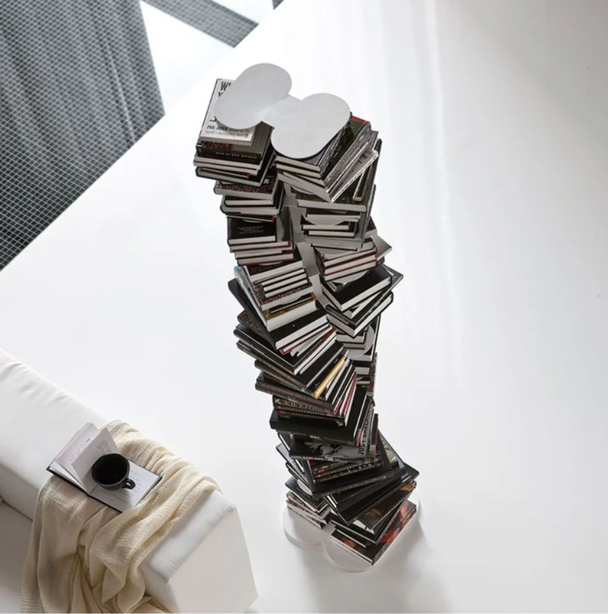 Casa Padrino estante de libros de lujo blanco 36 x 36 x A. 181 cm - Estante de libros independiente de acero inoxidable - Muebles de Sal¨®n - Colecci¨®n de Lujo