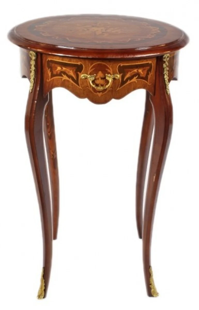 Casa Padrino Baroque Side Table Mahogany inlaid with drawer H 70 x 50cm - Louis XVI antique style table - furniture