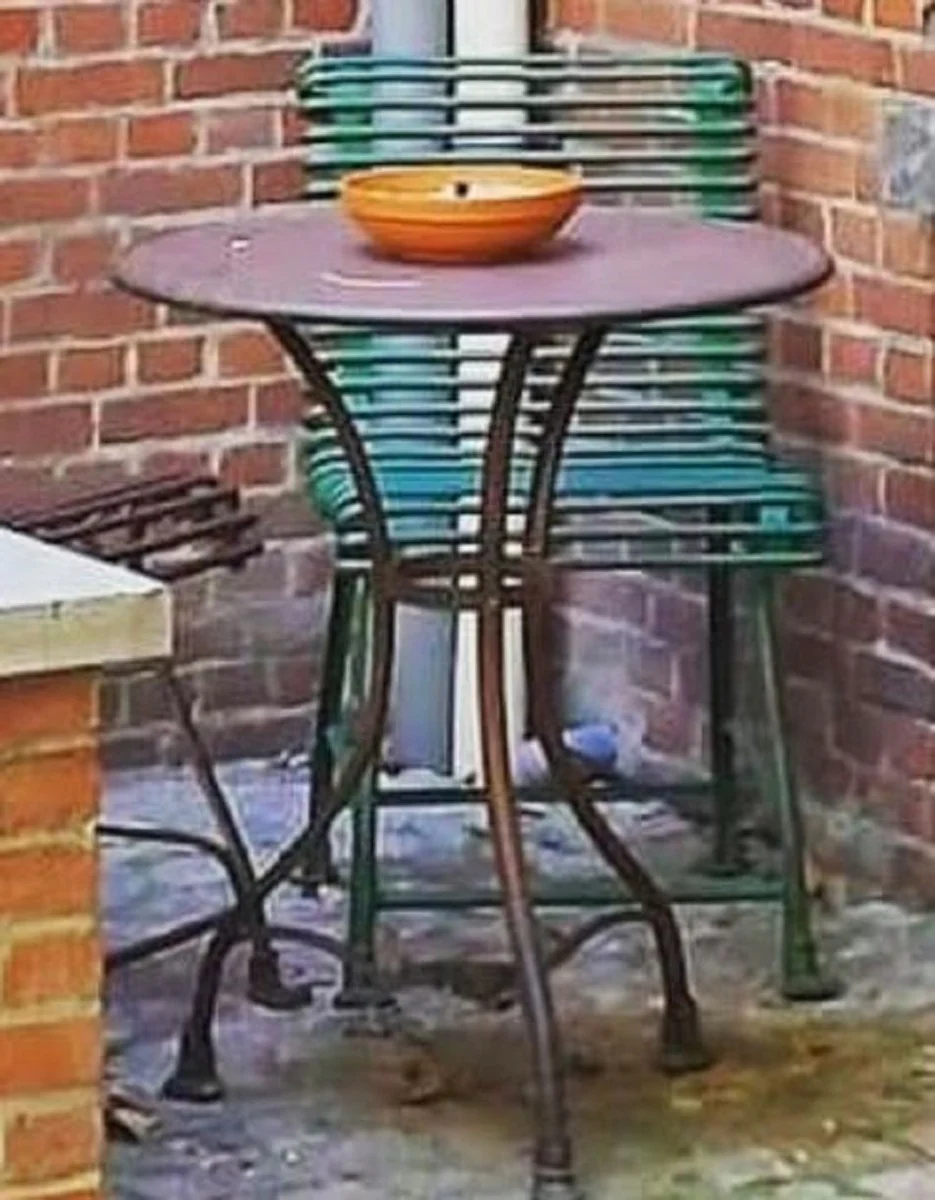 Casa Padrino mesa de jard¨ªn Art Nouveau marr¨®n ? 60 x A. 70 cm - Mesa de hierro forjado hecha a mano - Muebles de jard¨ªn y patio de hierro forjado nost¨¢lgicos