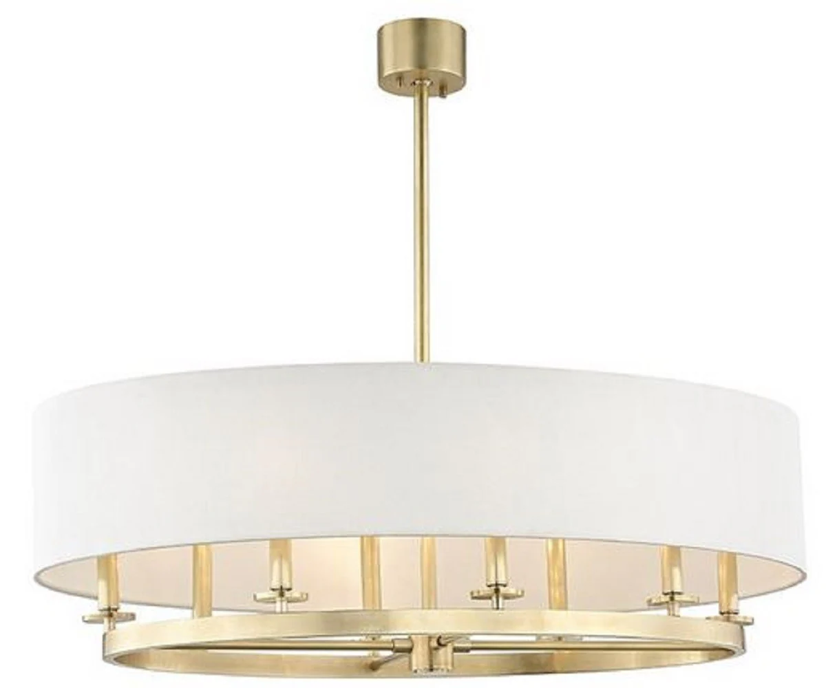 Casa Padrino lámpara colgante de lujo latón antiguo / blanco Ø 99,7 x H. 29,9 cm - Colección de Lujo