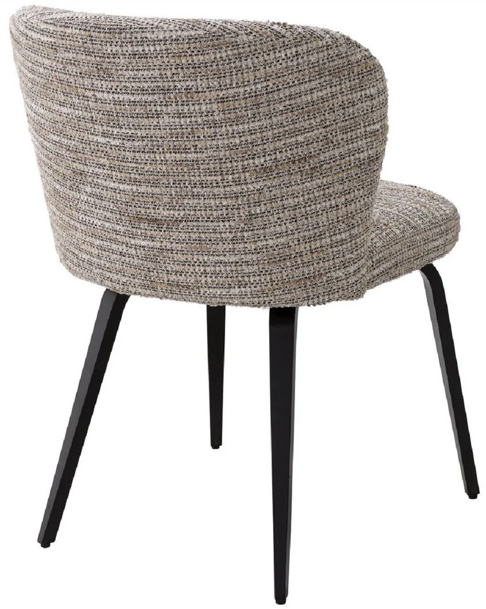 Casa Padrino silla de comedor de lujo beige / negro 57 x 69 x A. 81 cm - Silla de cocina tapizada en dise?o retro - Muebles de comedor retro de lujo