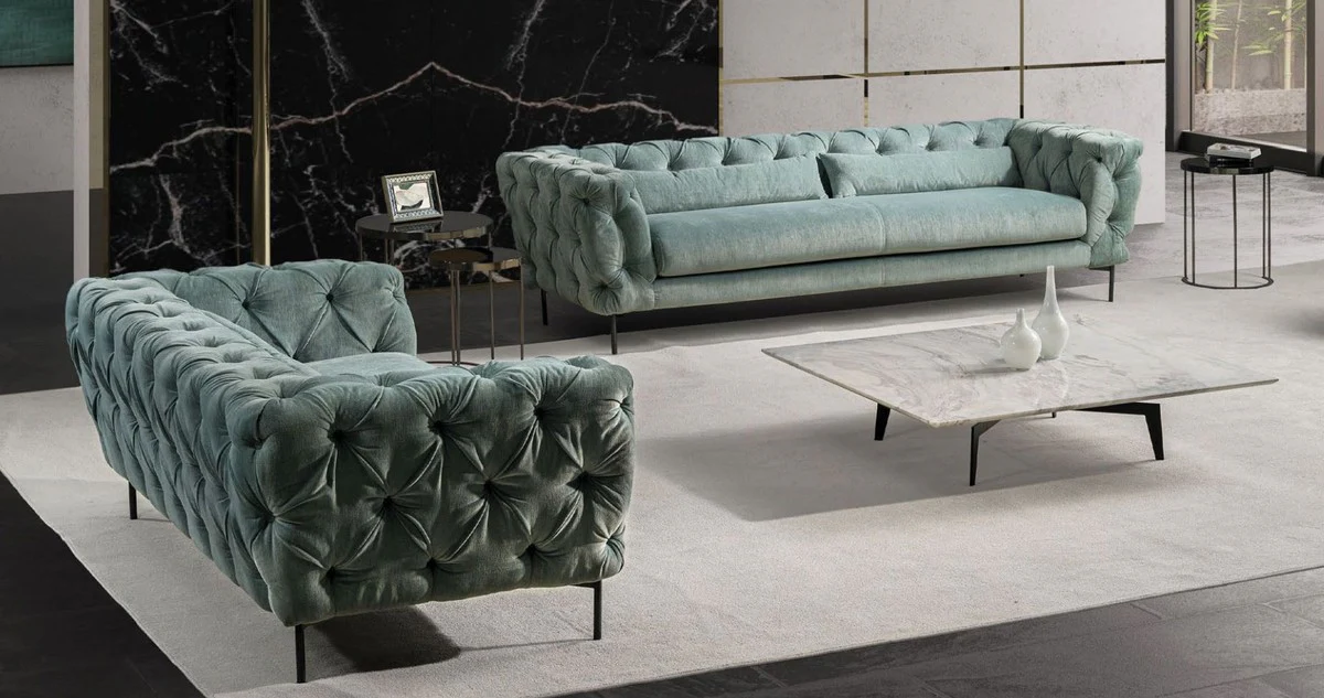 Casa Padrino mesa de centro de lujo blanco / negro 123 x 123 x A. 28,5 cm - Mesa de sal¨®n cuadrada con tapa de m¨¢rmol - Muebles de sal¨®n de lujo - Interiores de sal¨®n de lujo