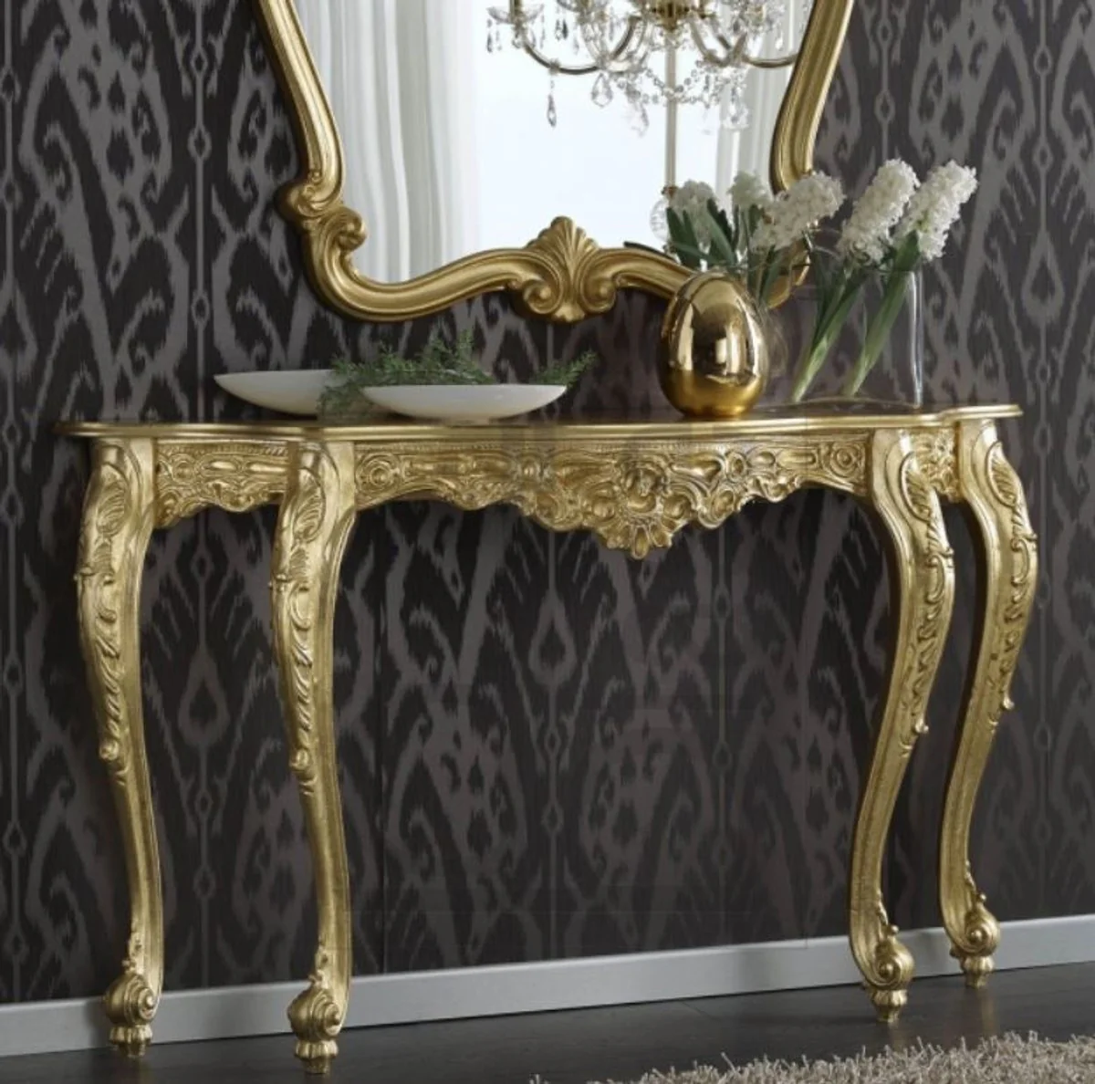 Casa Padrino consola barroca de lujo oro 150 x 41 x A. 90 cm - Suntuosa Mesa Consola de Estilo Antiguo con Hermosos Adornos - Calidad de Lujo - Hecho en Italia