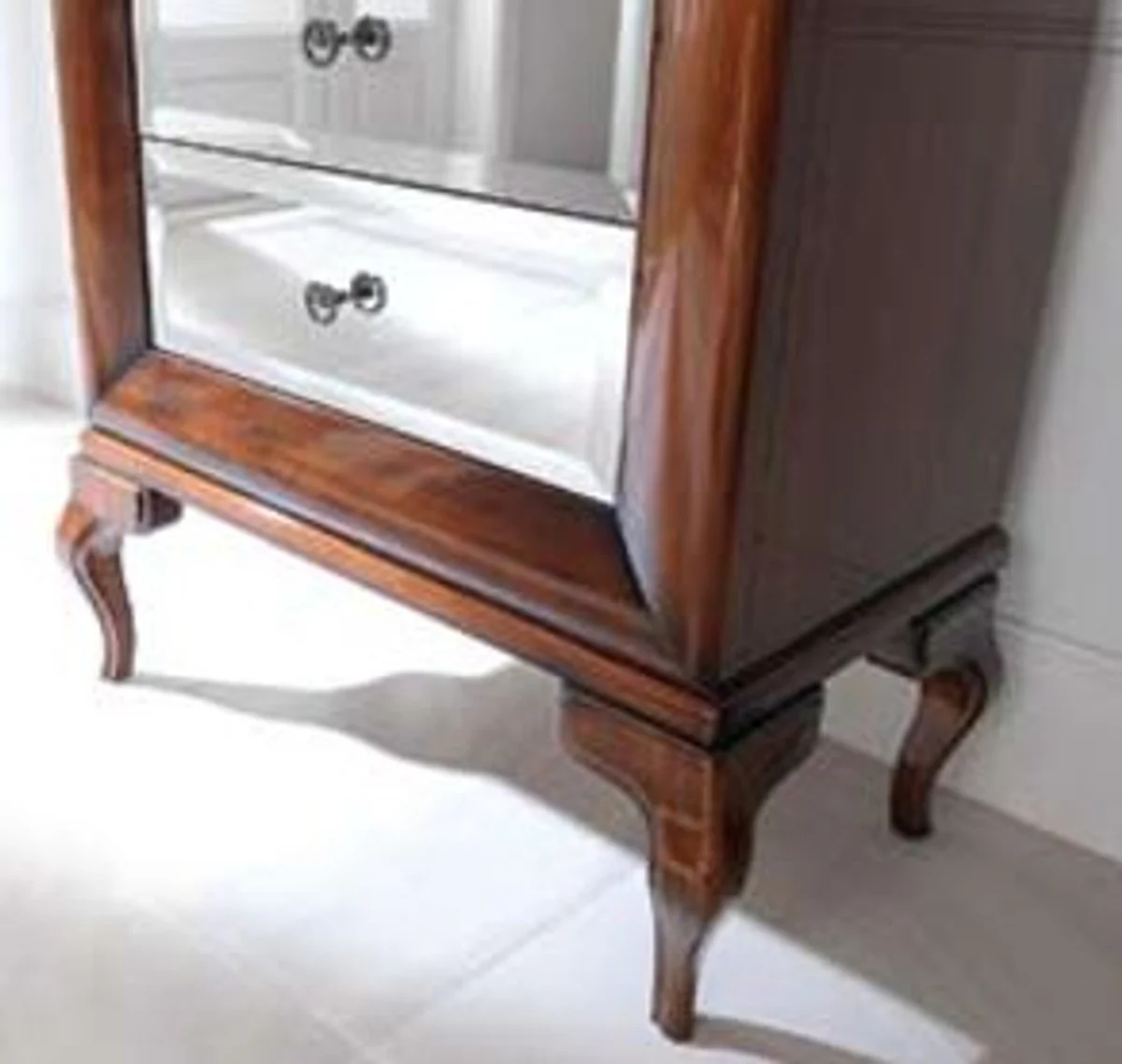 Casa Padrino vitrina neocl¨¢sico de lujo marr¨®n 76 x 42 x A. 200 cm - Vitrina con puerta de vidrio y 2 cajones con vidrio espejo - Muebles de Sal¨®n