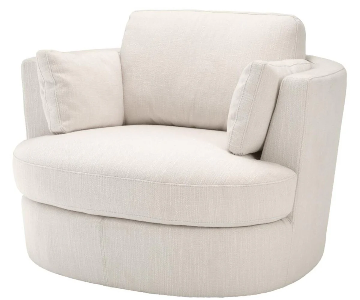 Casa Padrino Sillón / Sillón Giratorio de Lujo Blanco 110 x 100 x H. 70 cm - Mobiliario de Sala de Estar