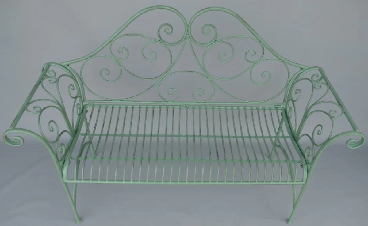 Casa Padrino Banco de Jardín Art Nouveau Verde Rústico 137 x 49 x A. 96 cm - Banco Nostálgico - Muebles de Jardín y Patio