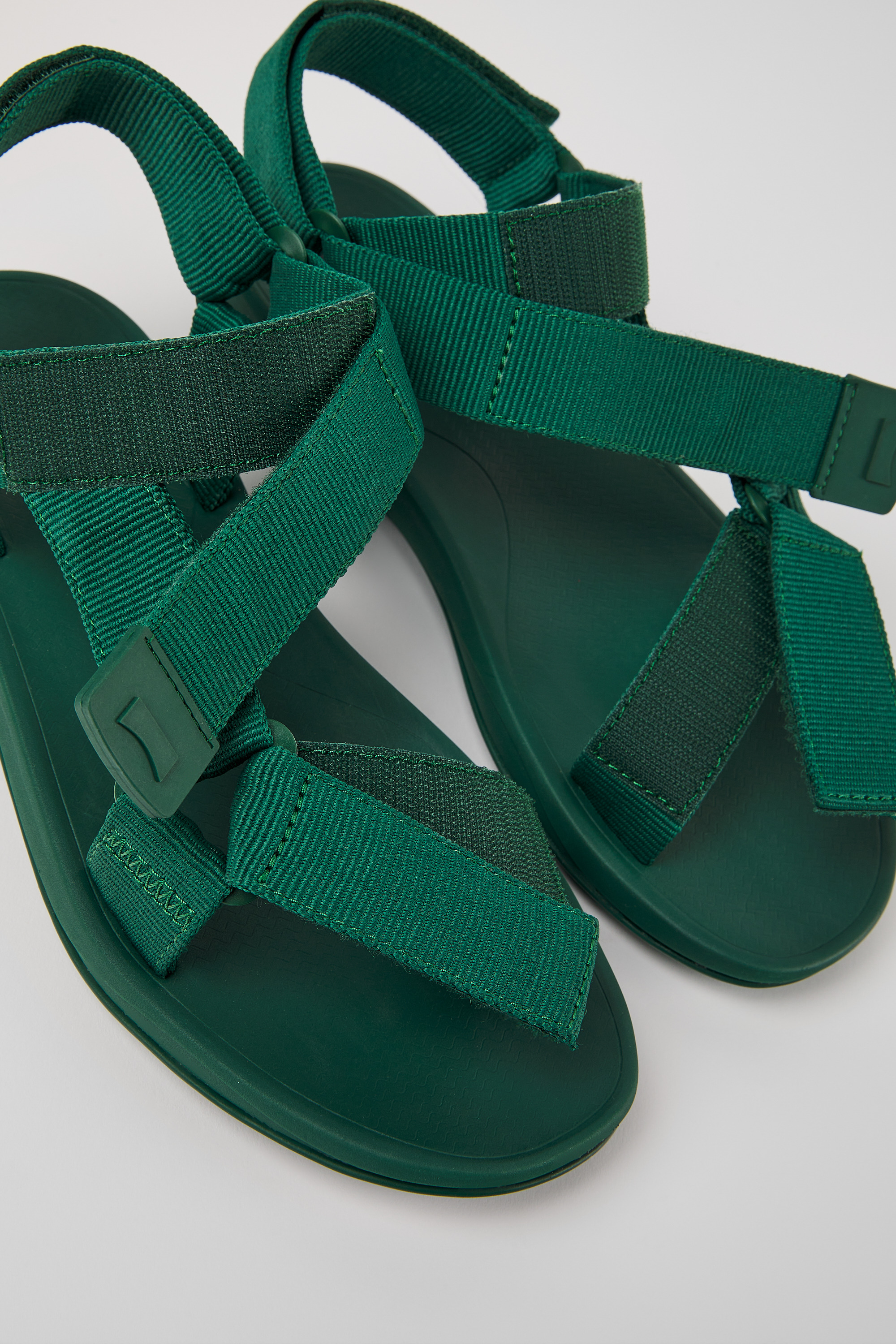 Match - Green textile sandals for men