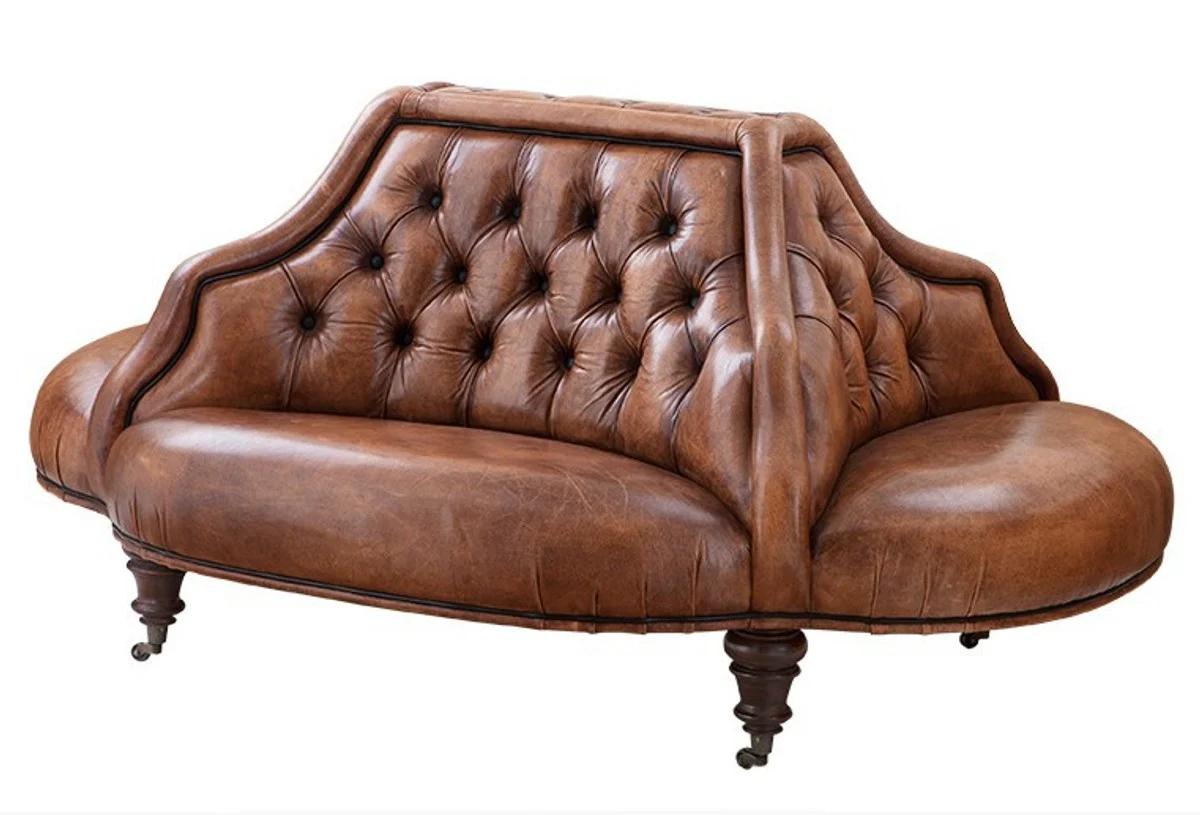 Casa Padrino luxury genuine leather sofa Vintage Brown Leather 4-sided - Luxury Hotel Club Sofa