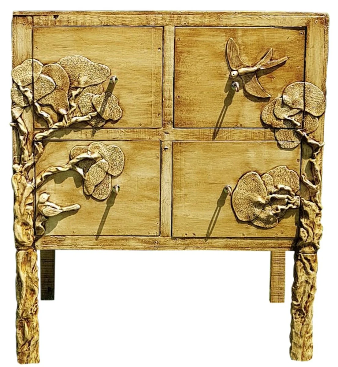 Casa Padrino cómoda de estilo campestre de lujo natural antiguo - Gabinete de madera maciza hecho a mano con 4 cajones - Muebles de Estilo Campestre