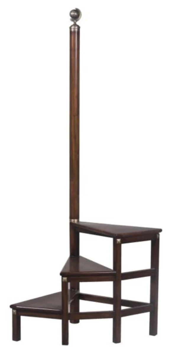 Casa Padrino escalera de biblioteca de madera maciza marr¨®n oscuro 53 x 53 x H. 163 cm - Colecci¨®n de Lujo