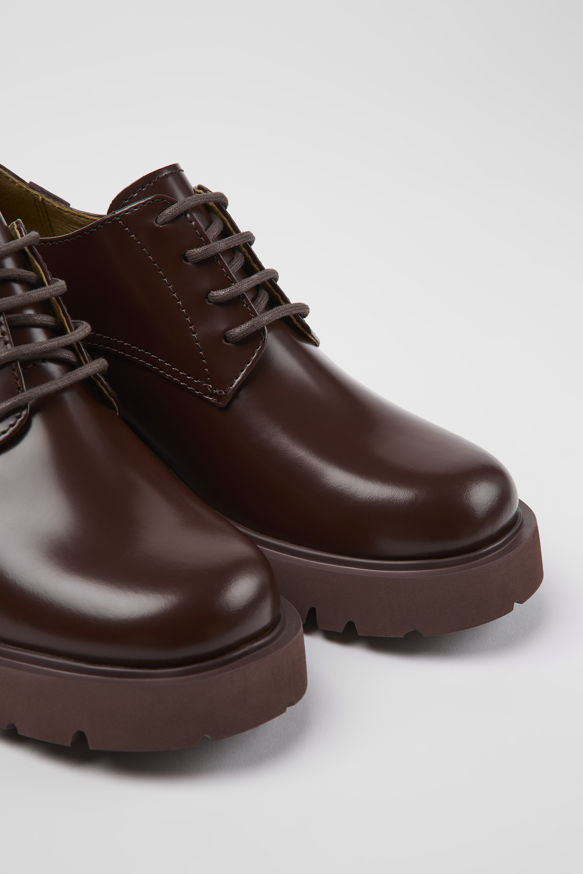 Milah - Burgundy leather lace-up loafers for women