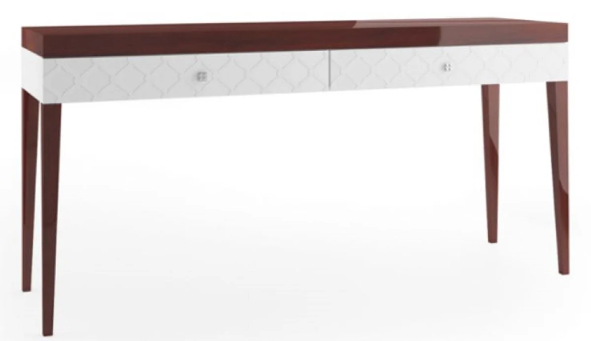 Casa Padrino mesa consola de lujo con 2 cajones marr¨®n brillante / blanco 171,4 x 45 x H. 83 cm - Muebles de Lujo