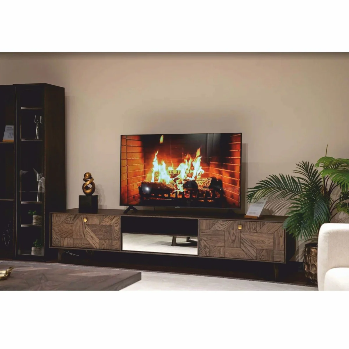 Casa Padrino gabinete de TV de lujo con 3 cajones marr¨®n / lat¨®n 230 cm - Muebles de sal¨®n y hotel