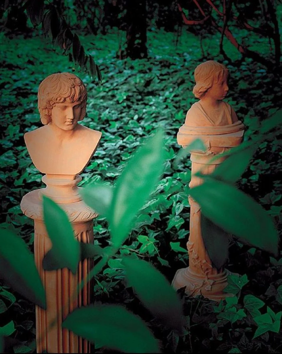 Casa Padrino pilar barroco terracota Ø 31 x A. 86 cm - Columna decorativa de cerámica hecha a mano - Decoración de Jardín de Terraza Barroco