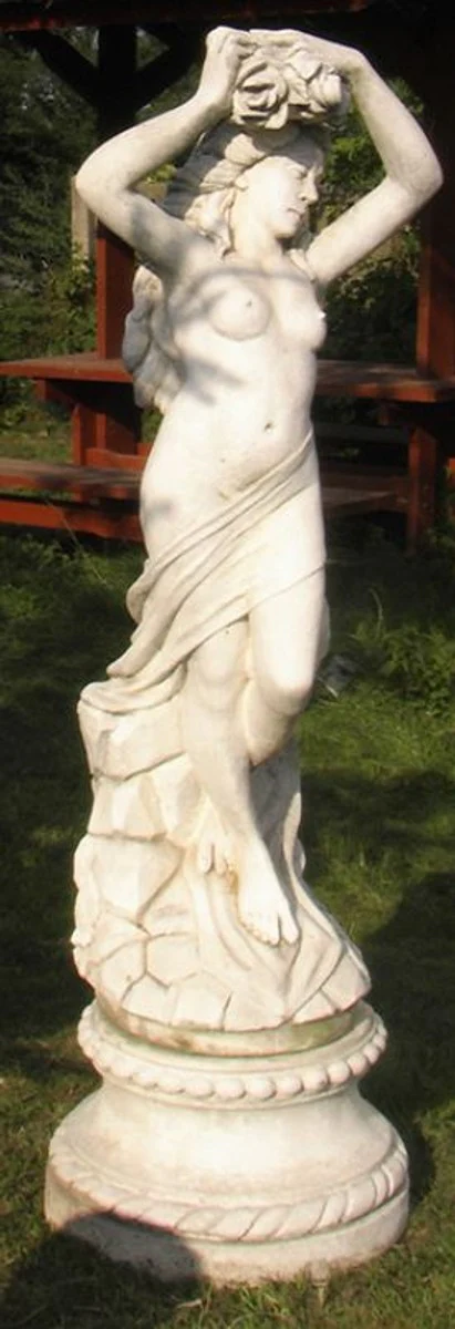 Casa Padrino Art Nouveau Escultura / Estatuilla Virgen con Pedestal Ø 50 x H. 160 cm - Espléndida Decoración de Jardín