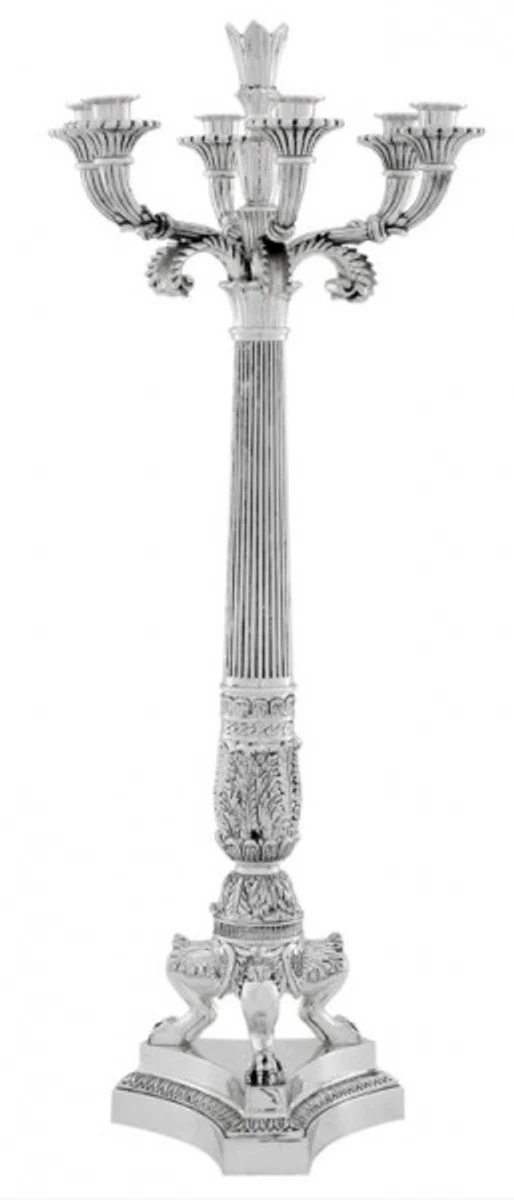 Casa Padrino portavela barroco de lujo plata Ø 30 x A. 79 cm - Magnífico portavela de metal de estilo barroco - Accesorios decorativos barrocos