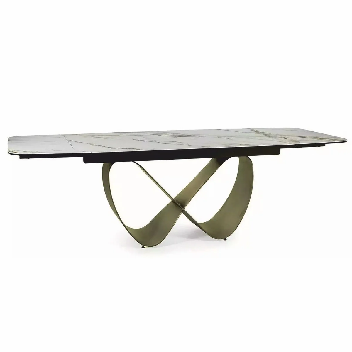 Casa Padrino Mesa de Comedor de Lujo Blanco / ¨¢mbar / Lat¨®n 160-240 cm - Extensible