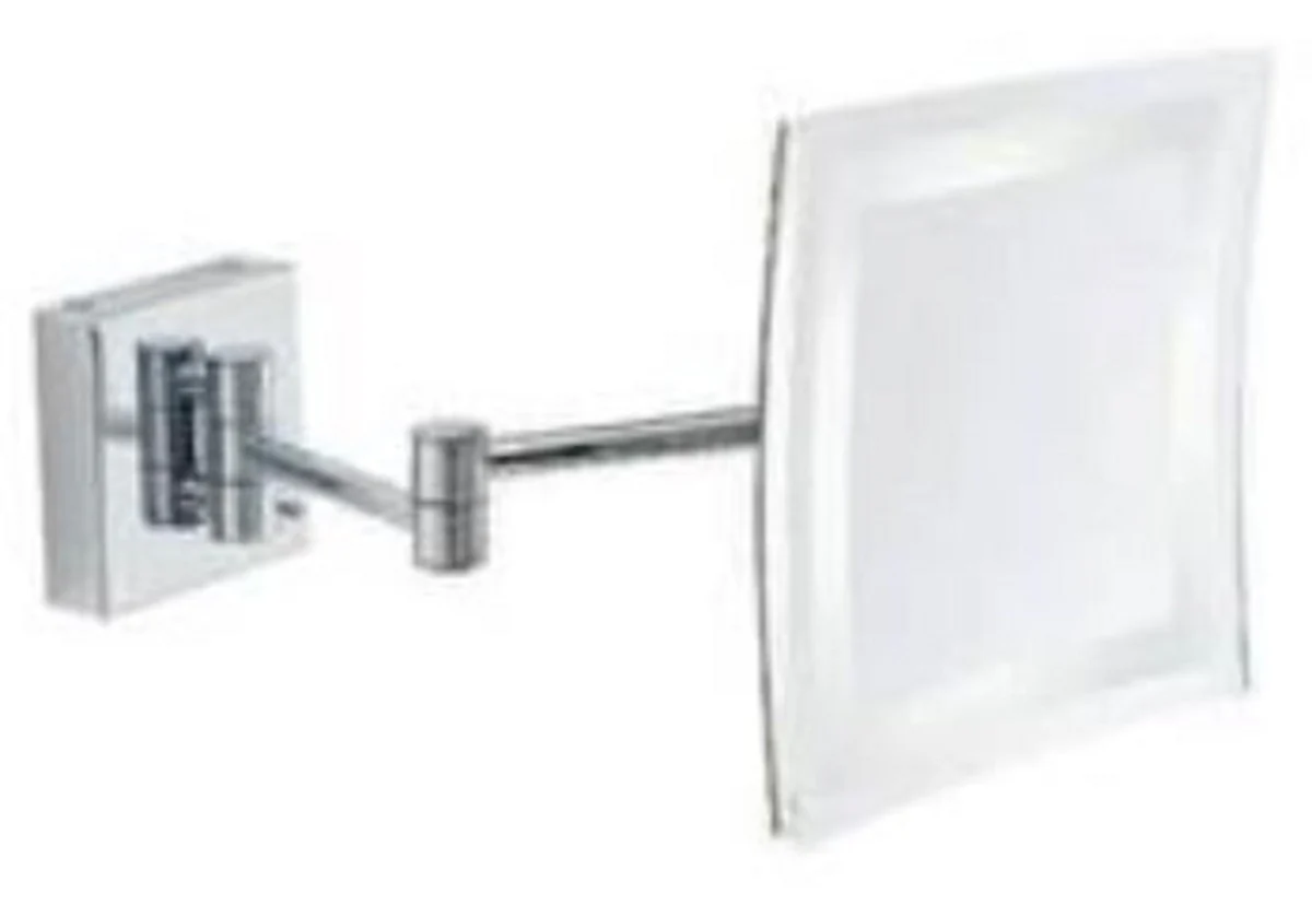 Casa Padrino espejo cosmético LED de lujo plata 22 x 39 x A. 22 cm - Espejo de tocador de pared ajustable - Espejo de maquillaje de baño cromado - Accesorios de baño de lujo