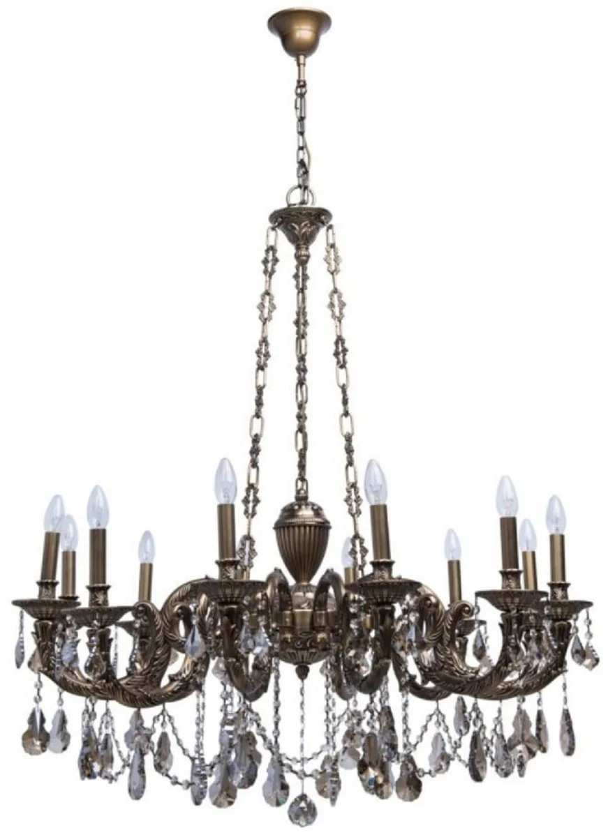 Casa Padrino araña de luces barroco de lujo bronce Ø 100 x A. 240 cm - Magnífica lámpara de araña de latón con cristal de alta calidad - Muebles Barrocos