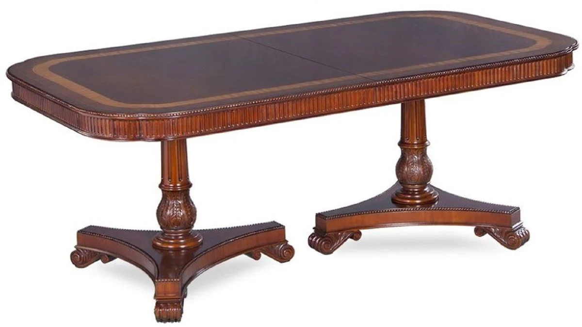 Casa Padrino mesa de comedor Art Nouveau de lujo marr¨®n / marr¨®n oscuro / oro 212-312 x 115 x A. 77 cm - Mesa de cocina extensible de caoba - Muebles de Comedor