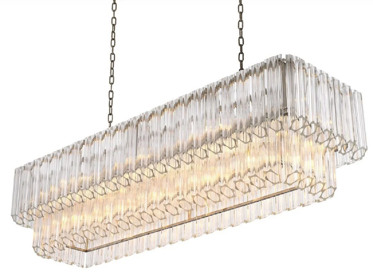 Casa Padrino araña de luces de lujo plata 148 x 47 x A. 44 cm - Lámpara de araña de hotel y restaurante de lujo - Calidad de Lujo