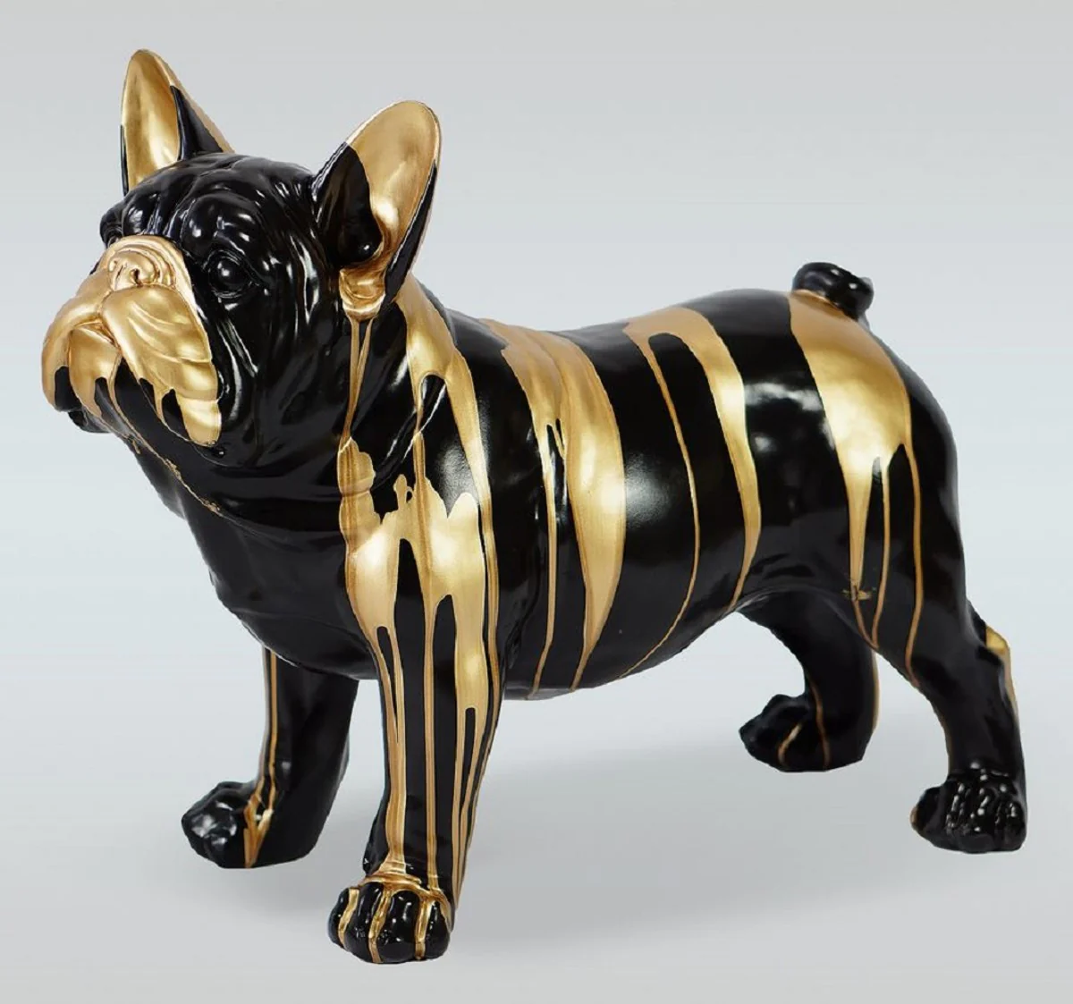 Casa Padrino figura decorativa de lujo perro bulldog negro / oro 89 x A. 68 cm - Escultura decorativa de resina - Decoraci¨®n sal¨®n - Figura animal decorativa de lujo
