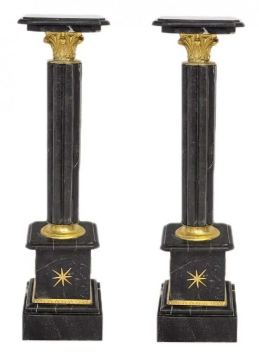 Casa Padrino Baroque marble columns set black / gold - marble column (2 pcs)