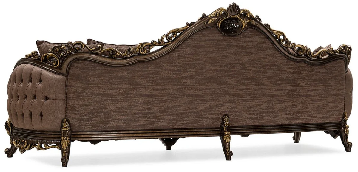 Casa Padrino sof¨¢ de sal¨®n barroco de lujo gris / marr¨®n / oro - Sof¨¢ de estilo barroco hecho a mano con cojines decorativos - Muebles de sal¨®n de lujo en estilo barroco - Muebles barrocos