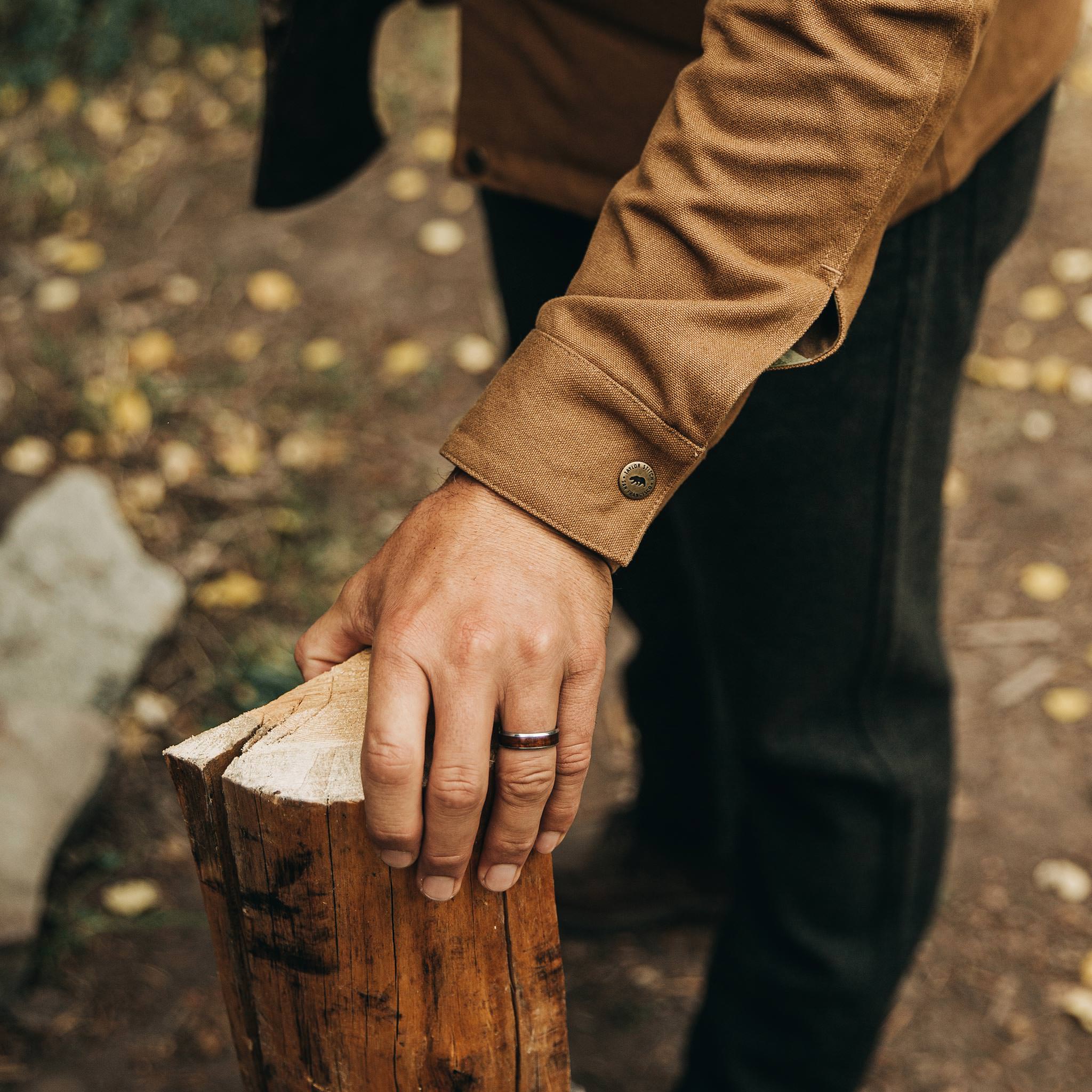 The Taylor Stitch x Gear Patrol Reversible Lombardi Jacket in Arid Camo
