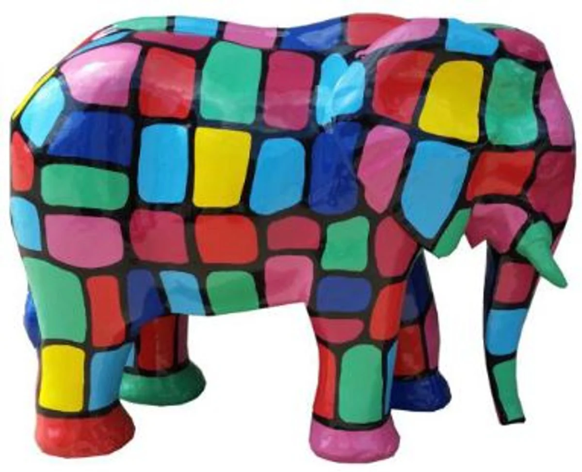 Casa Padrino escultura decorativa de diseño elefante multicolor 90 x A. 70 cm - Figura de decoración resistente a la intemperie - Accesorios Decorativos