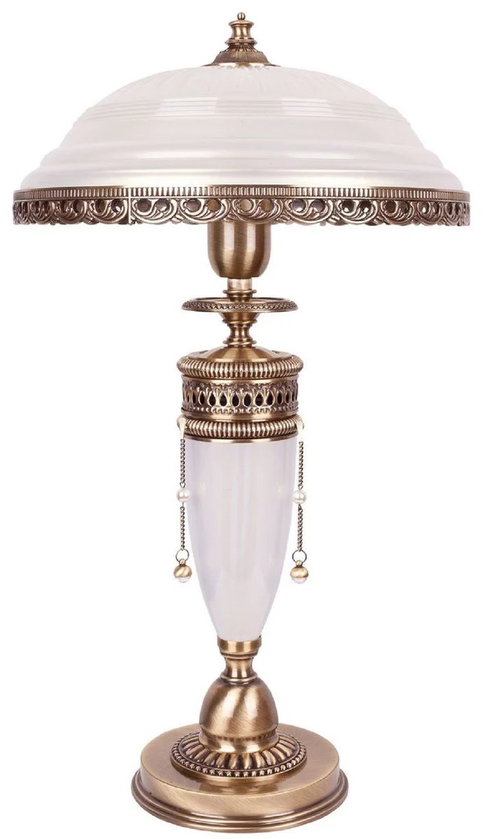 Casa Padrino l¨¢mpara de mesa barroco de lujo lat¨®n con p¨¢tina / blanco A. 53 cm