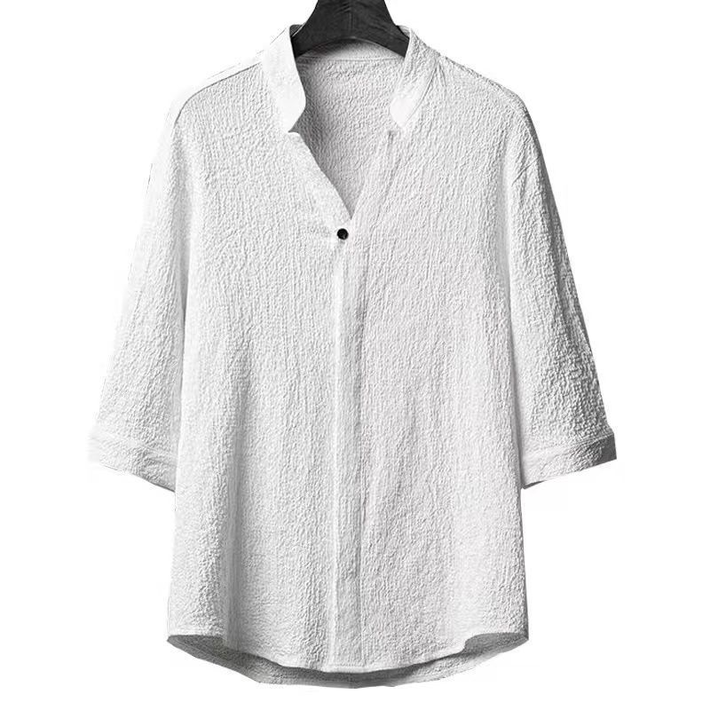 Men's White Ice Silk Linen Two Piece