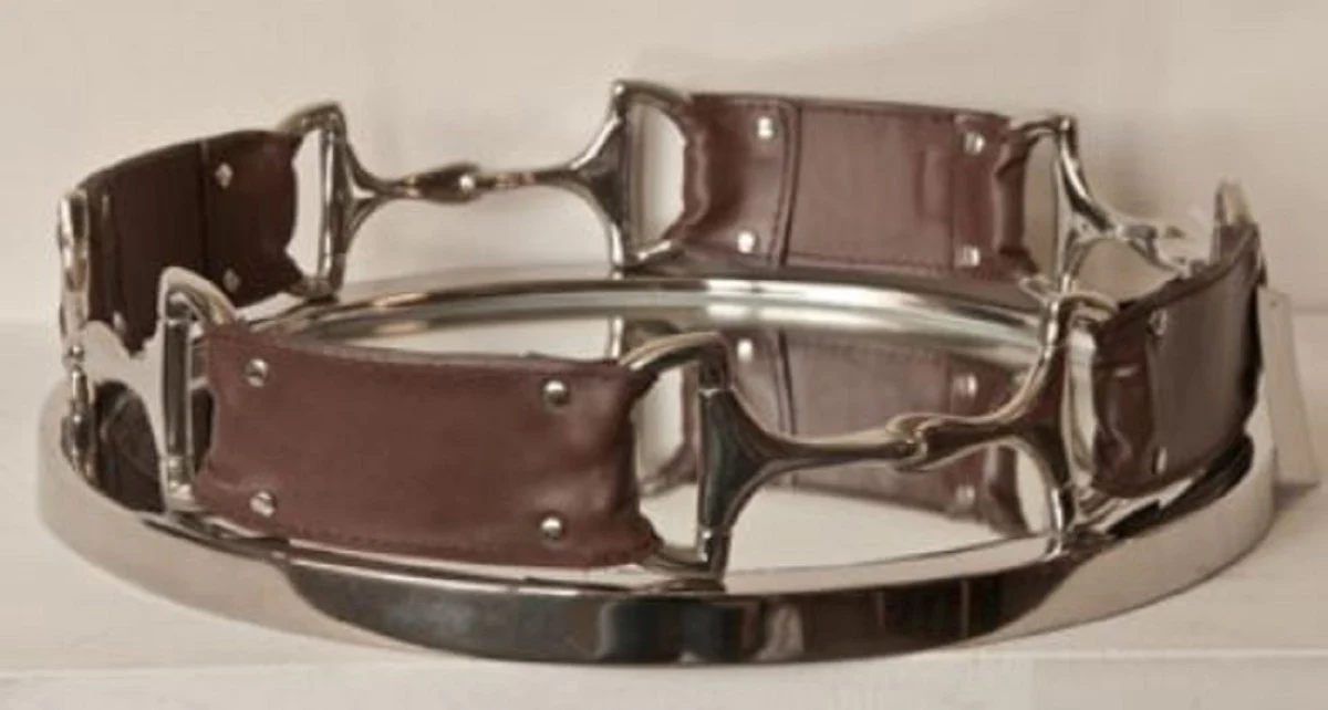 Casa Padrino bandeja de servicio de lujo plata / marrón Ø 41 cm - Accesorios para Hoteles y Restaurantes