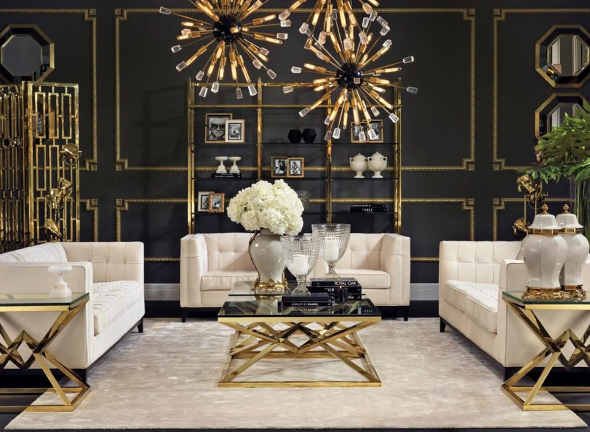 Diseñador Casa Padrino sala de acero inoxidable divisor de oro de 200 x 225 cm - H. edición limitada