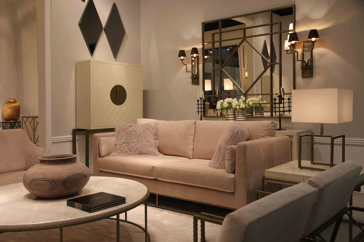 Casa Padrino armario bar de dise?o crema / lat¨®n 120 x 40 x A. 190 cm - Armario para vinos noble con baldosas de cer¨¢mica de alta calidad - Muebles de Bar - Muebles de Hotel - Calidad de Lujo