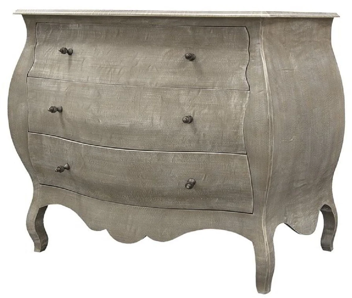 Casa Padrino Cómoda de 3 Cajones de Madera Maciza Estilo Campestre de Lujo Gris - Gabinete Hecho a Mano de Estilo Campestre - Calidad de Lujo