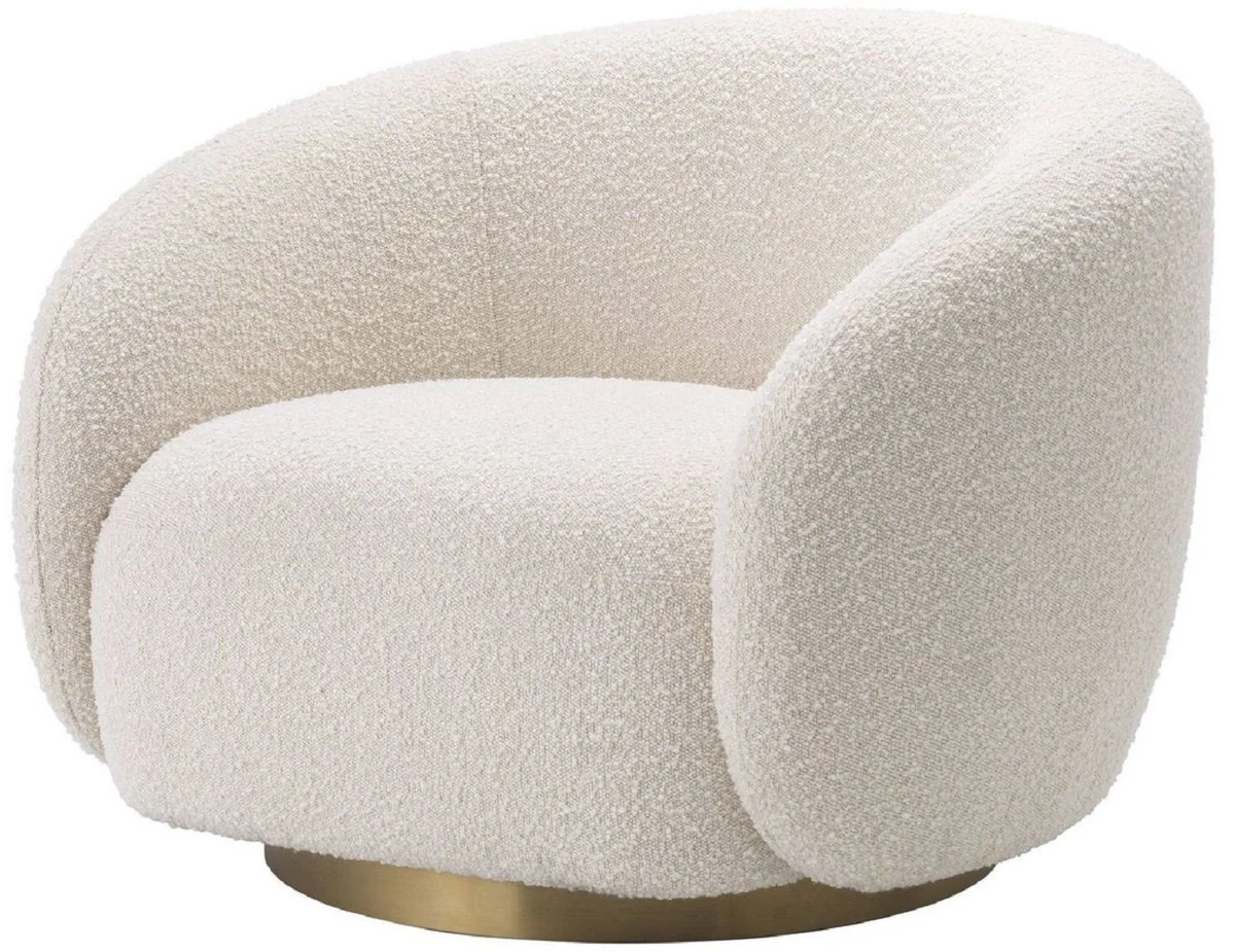 Casa Padrino sill¨®n giratorio de lujo crema / lat¨®n 96 x 85 x A. 70 cm - Sill¨®n de Sal¨®n - Muebles de Lujo