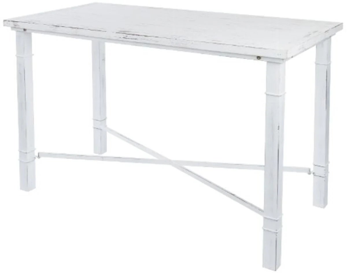 Casa Padrino Mesa de Comedor Estilo Rural Blanco Antiguo 100 x 50 x H. 70 cm - Mesa Shabby Chic Comedor