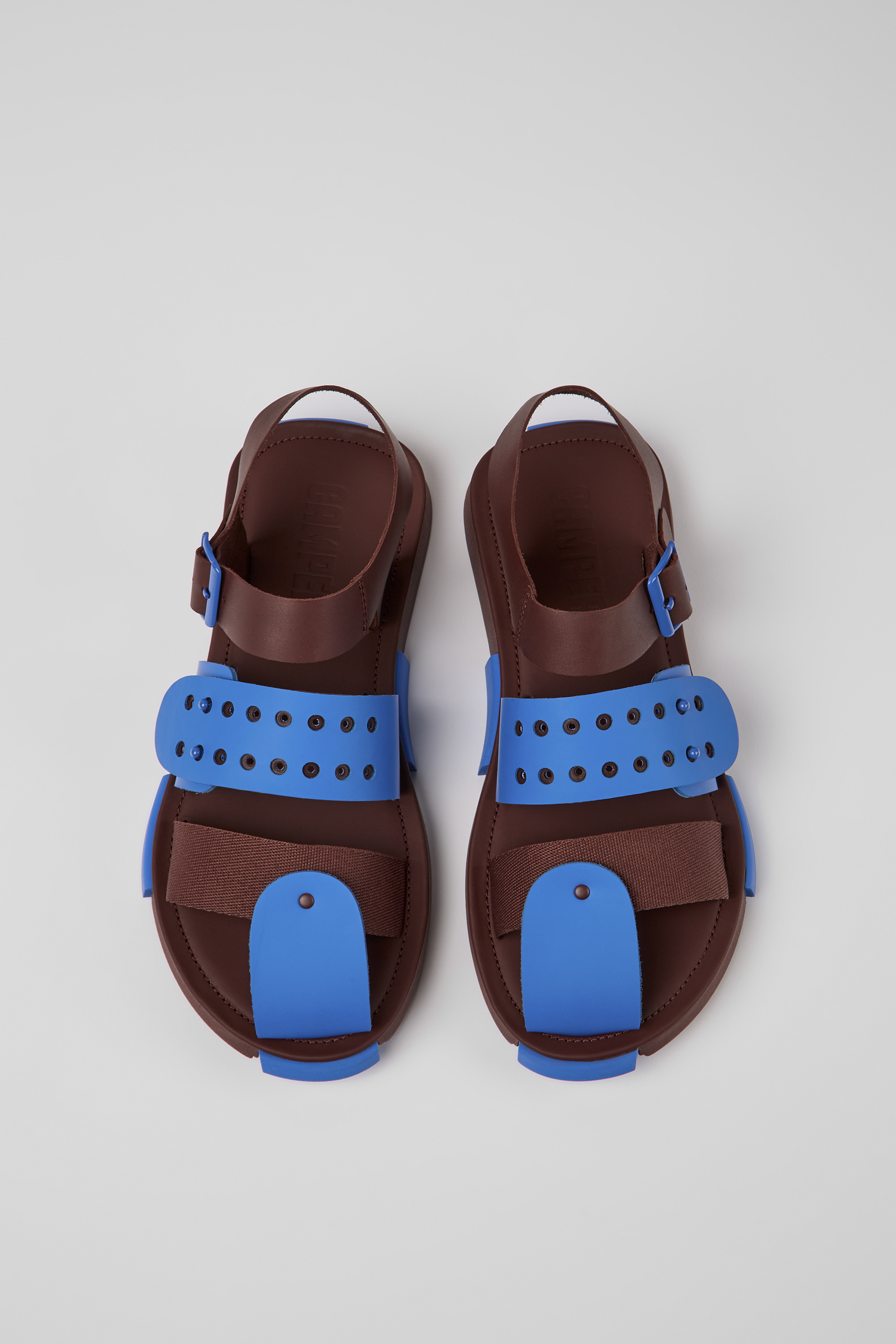 Set - Blue and burgundy leather sandals for men