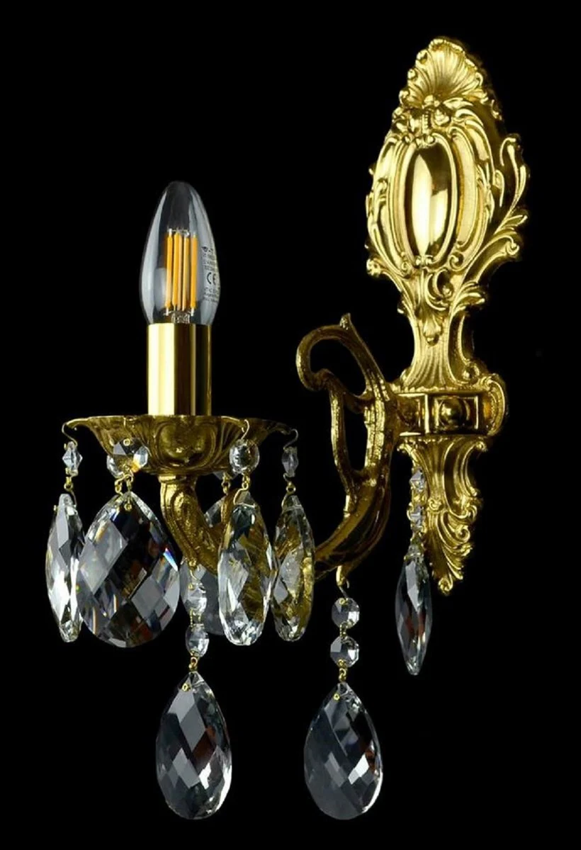 Casa Padrino lámpara de pared de cristal barroco de lujo oro 12 x 24 x A. 38 cm - Lámpara de pared de estilo barroco con colgantes de cristal - Luces barrocos - Noble y magnífica