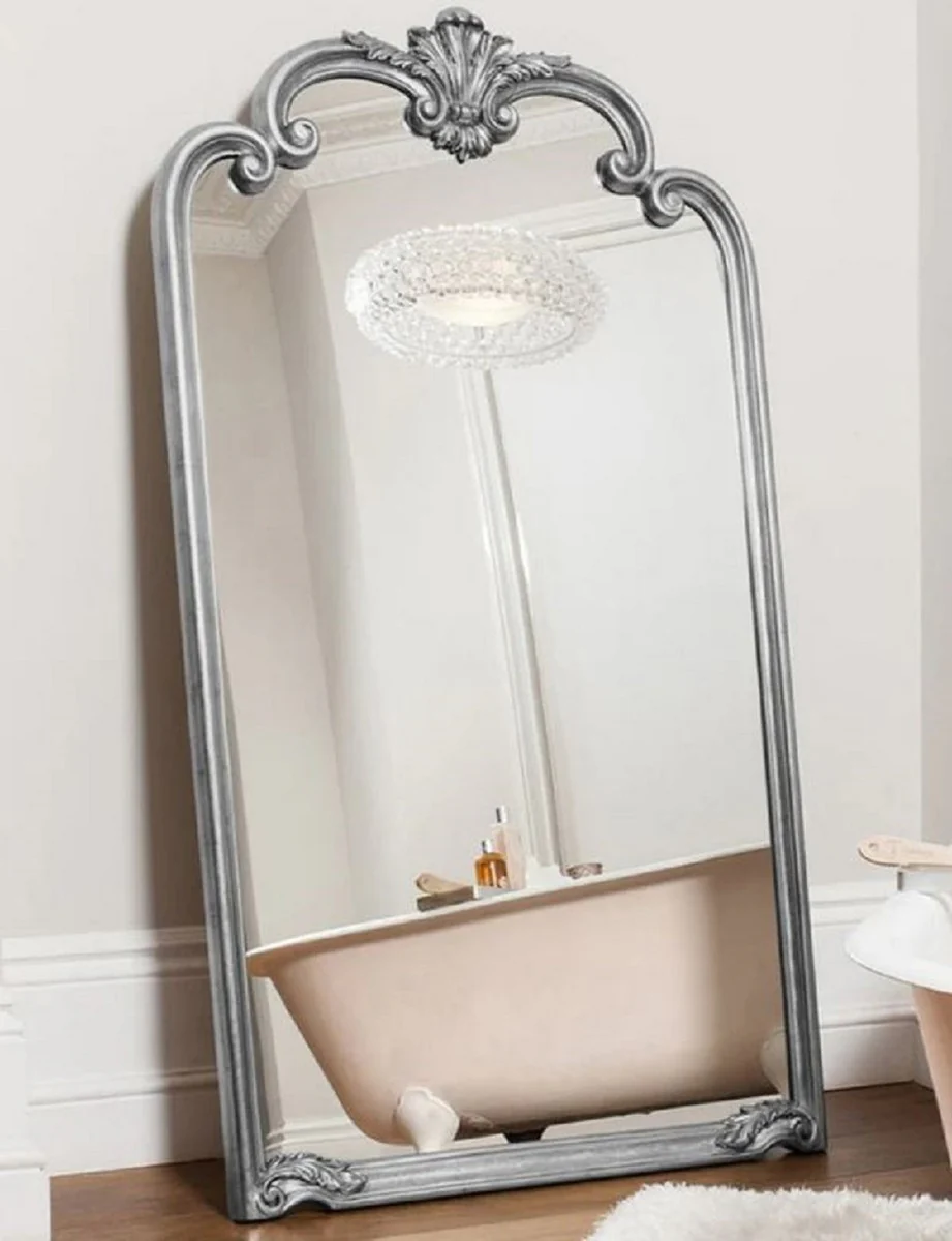 Casa Padrino espejo barroco de lujo plata - Magn¨ªfico espejo de pared de estilo barroco italiano - Muebles de lujo hechos a mano en estilo barroco - Hecho en Italia - Magn¨ªficos muebles barrocos