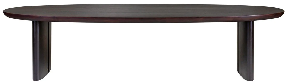 Casa Padrino mesa de comedor de lujo de chapa de eucalipto marr¨®n oscuro - Varios Tama?os - Mesa de cocina ovalada - Mesa de comedor de madera maciza - Muebles de Comedor de Lujo