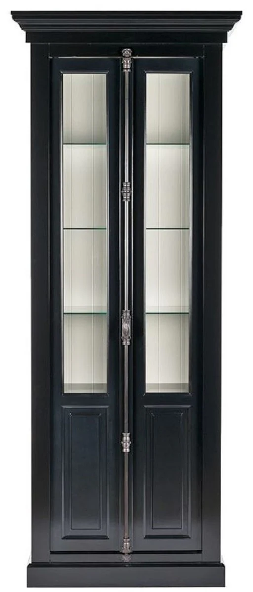 Casa Padrino vitrina estilo campestre negro / blanco 95 x 45 x A. 242 cm - Vitrina con 2 puertas - Armario de madera maciza - Muebles de estilo campestre