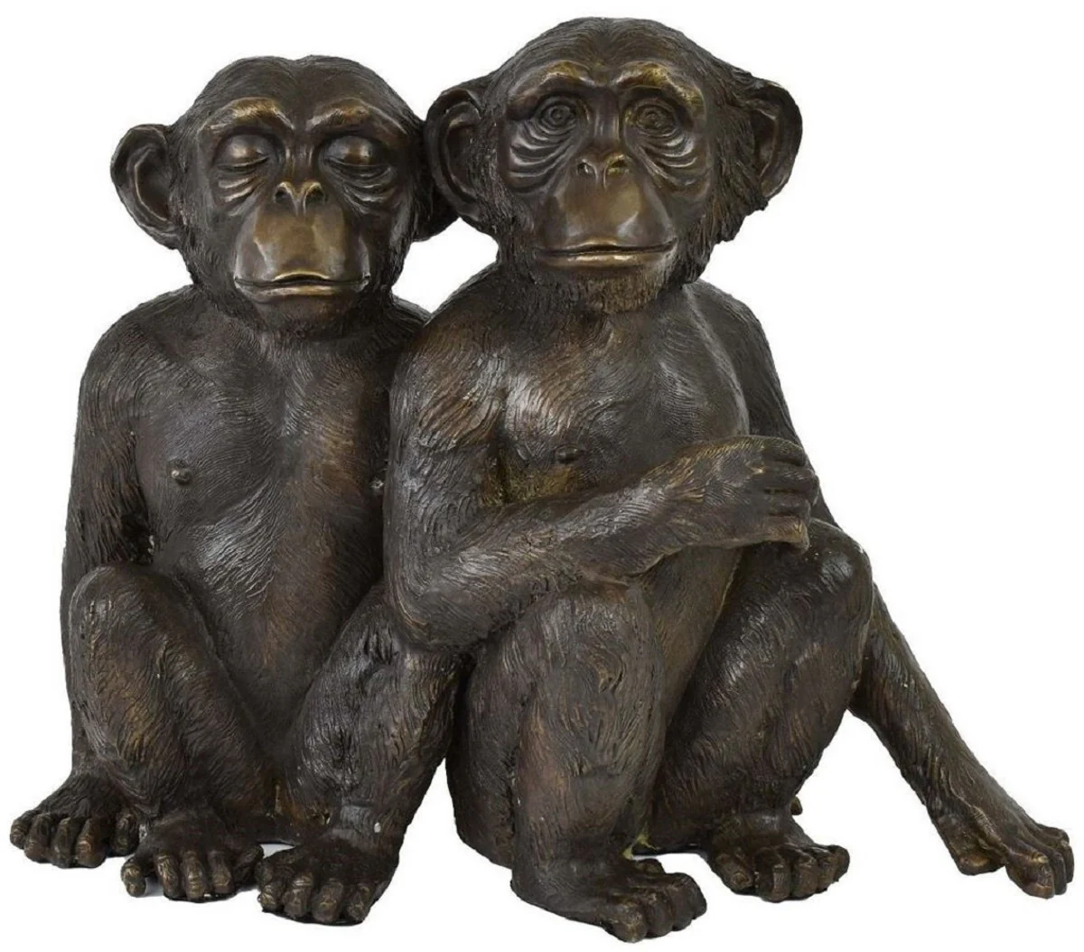 Casa Padrino escultura de bronce de lujo monos chimpancés bronce 49 x 21,5 x A. 39 cm - Figura de Bronce - Figura de Decoración - Accesorios de Decoración - Colección de Lujo