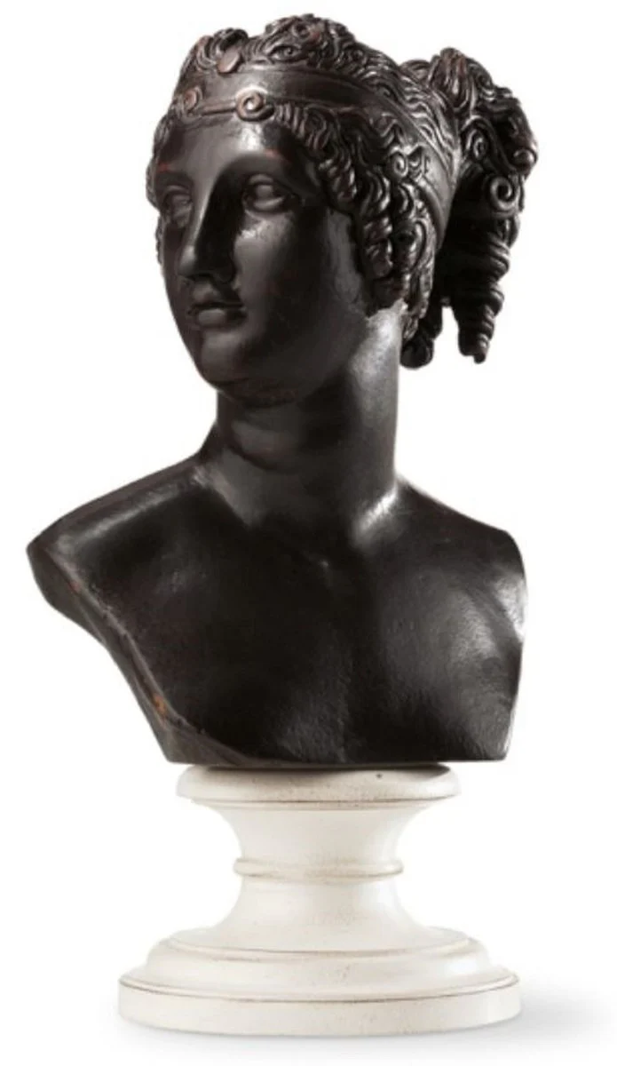 Casa Padrino busto Art Nouveau de lujo diosa negro / marrón - Escultura decorativa hecha a mano de madera maciza de alta calidad - Accesorios decorativos barrocos y Art Nouveau - Hecho en Italia