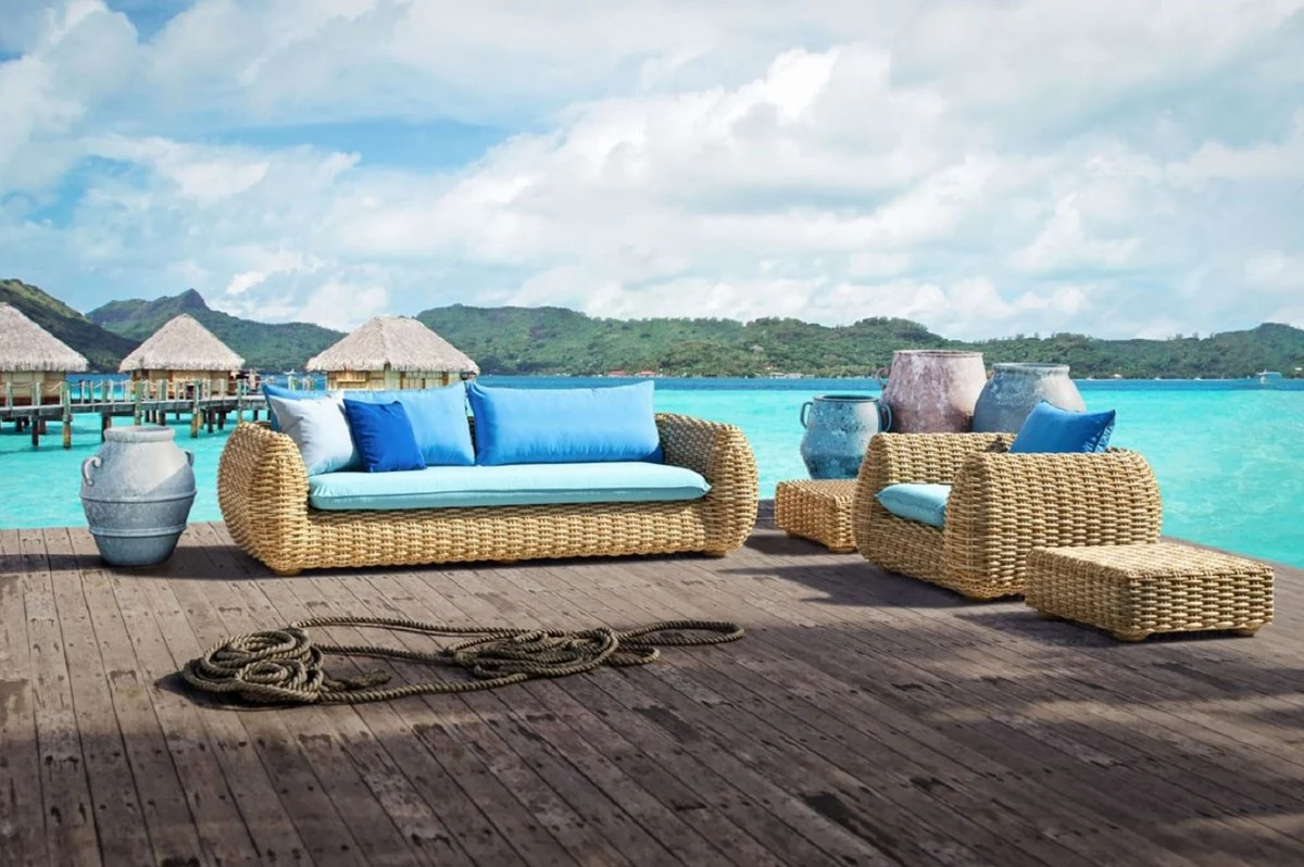 Casa Padrino mesa de centro de jard¨ªn de lujo natural 74 x 74 x A. 30 cm