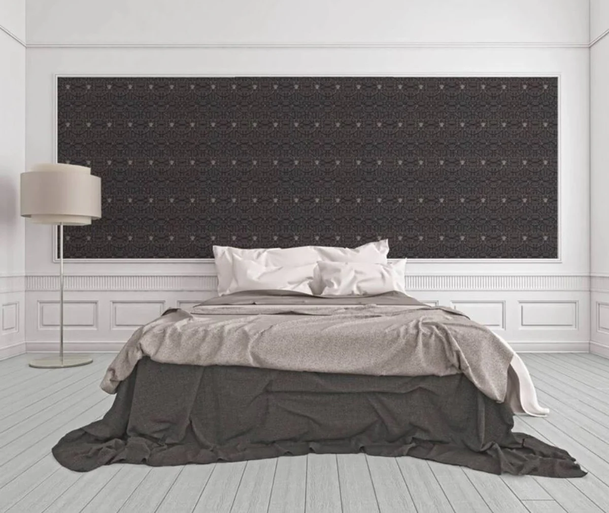 Papel Pintado no Tejido Barroco de Diseño Versace IV 37049-4 - Negro / Antracita / Plata - Papel Pintado de Diseño - Alta Calidad