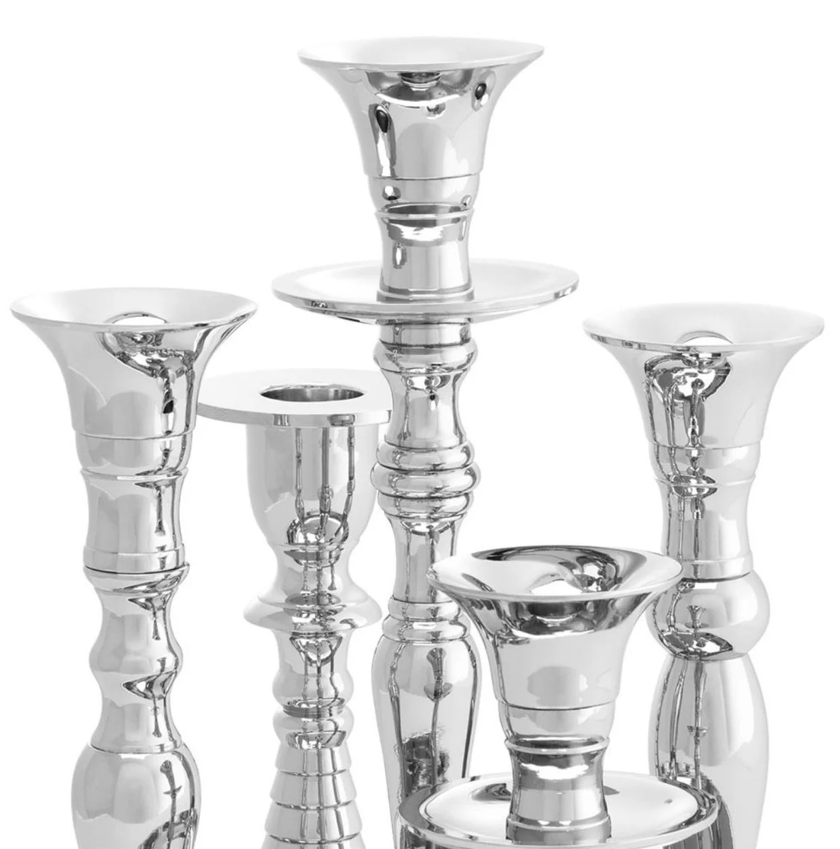 Casa Padrino candelero de latón de lujo plata Ø 22 x H. 23,5 cm - Accesorios de Hotel y Restaurante