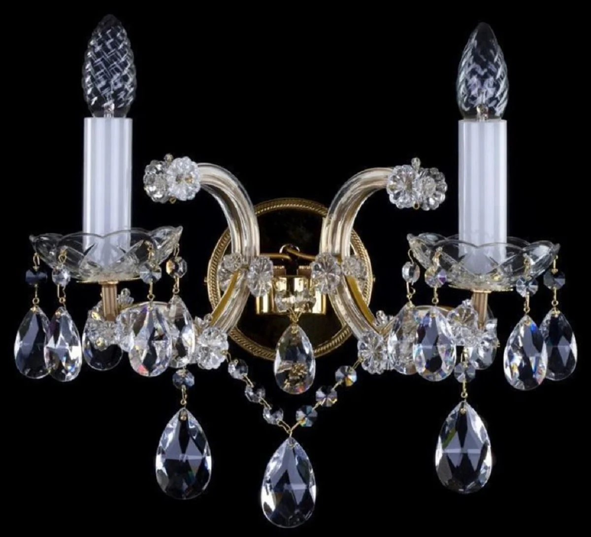 Casa Padrino lámpara de pared doble de cristal barroco de lujo oro 33 x 21 x A. 34 cm - Magnífica lámpara de pared con cristal de Bohemia - Noble & Magnífica